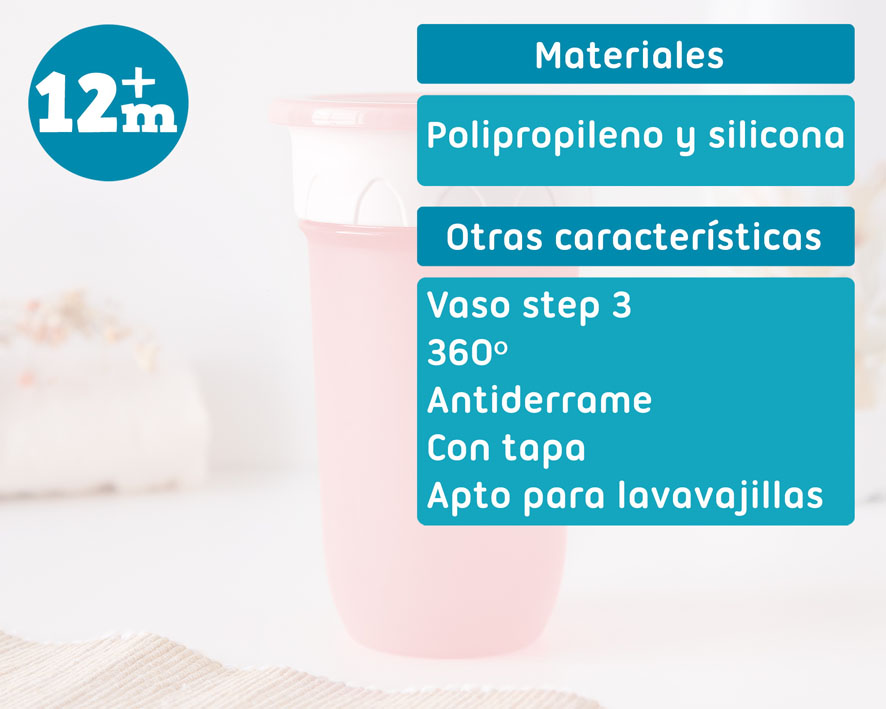 VASO STEP 3 300ML 2773 ROSA KIOKIDS