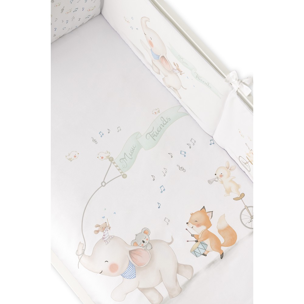 FUNDA NORDICA + ALMOHADA + CHICHONERA + RELLENO MOD MUSIC AND FRIENDS AZUL INTERBABY