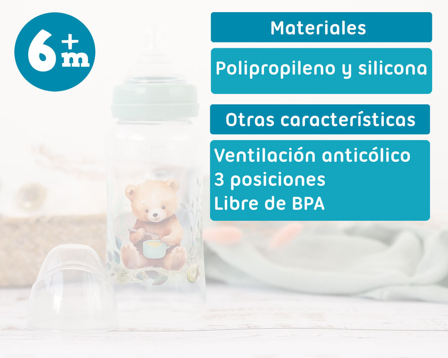 BIBERÓN 360ML SALVIA +6 MESES 3748 VERDE SAGE KIOKIDS