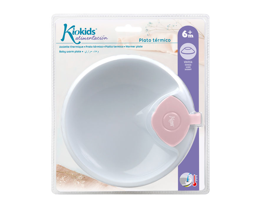 PLATO TÉRMICO CON VENTOSA ANTIVUELCO 17CM 3818 ROSA KIOKIDS