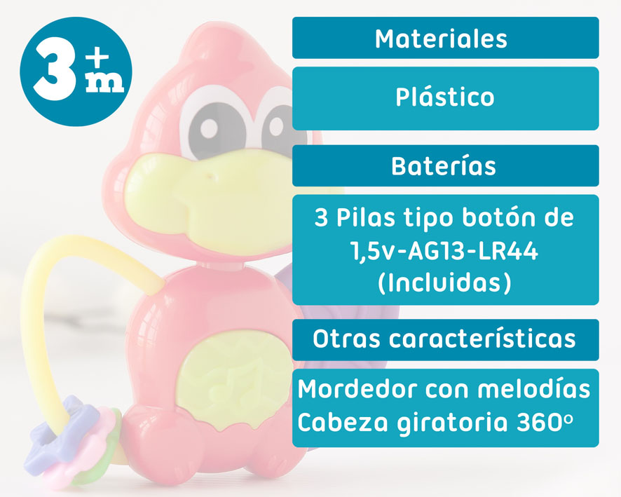 MORDEDOR MUSICAL DINOSAURIO ROJO 13X11CM 4108 KIOKIDS