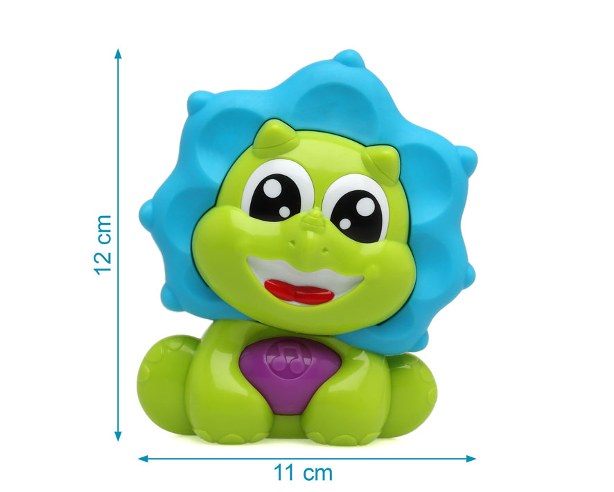 MORDEDOR MUSICAL DINOSAURIO VERDE Y AZUL 13X12CM 4110 KIOKIDS