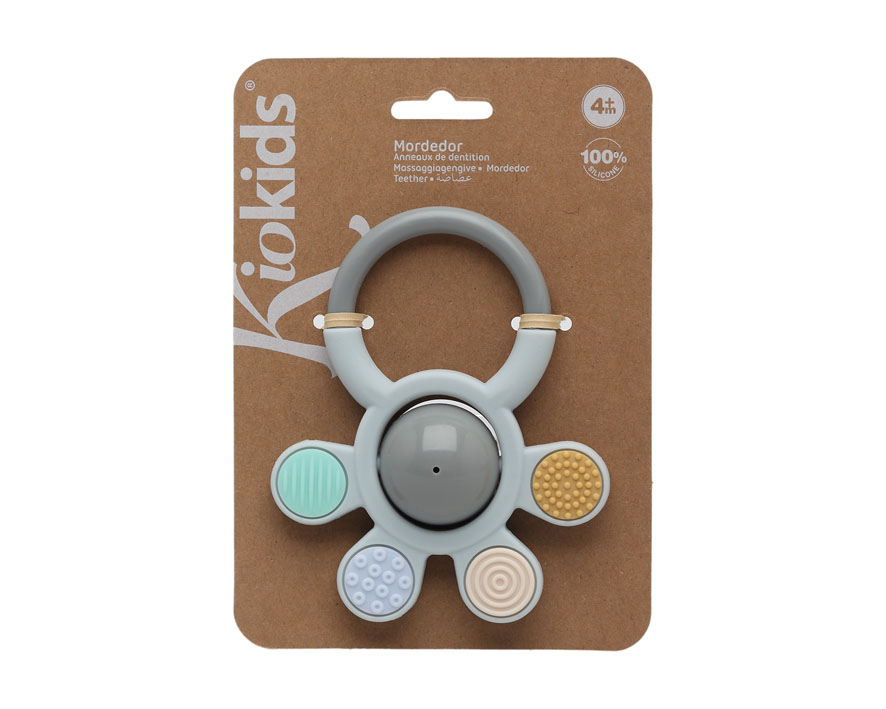 MORDEDOR SONAJERO DE SILICONA 4158 GRIS KIOKIDS