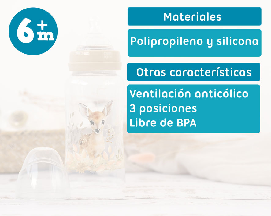 BIBERÓN 360ML CIERVO +6 MESES 4212 BEIGE KIOKIDS