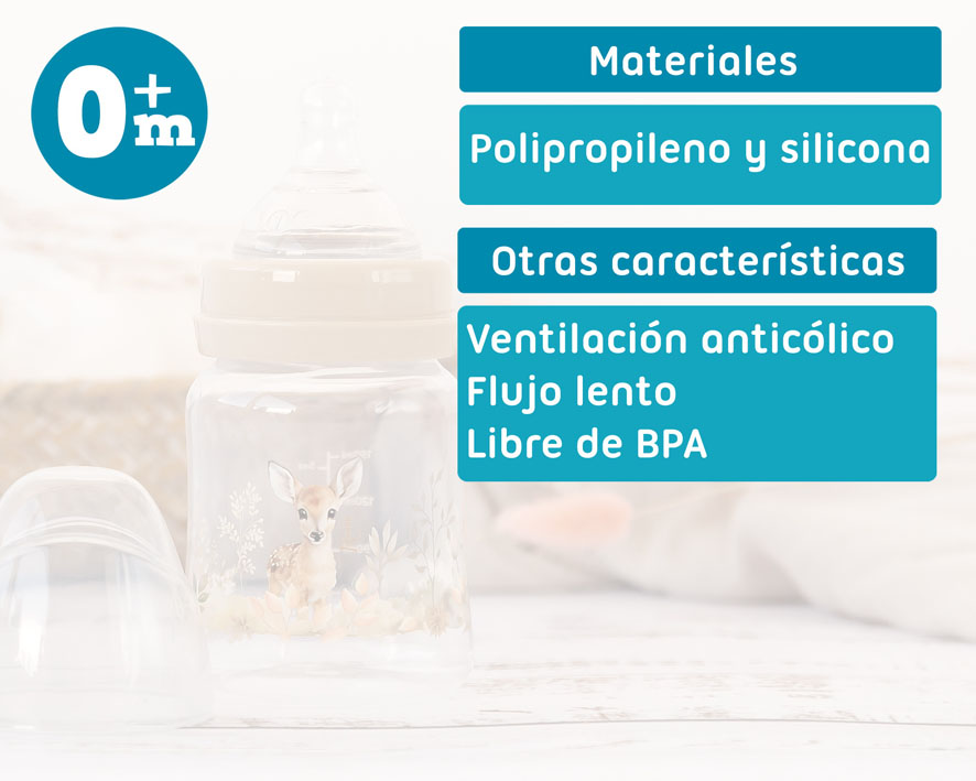 BIBERÓN 150ML CIERVO +0 MESES 4213 BEIGE KIOKIDS