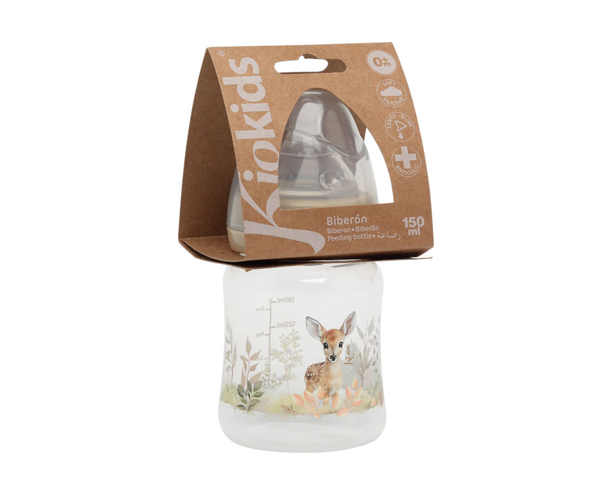 BIBERÓN 150ML CIERVO +0 MESES 4213 BEIGE KIOKIDS