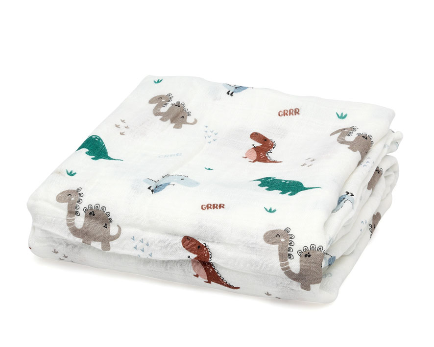MUSELINA 120X120CM BAMBÚ DINOSAURIOS 5305 KIOKIDS