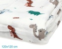 MUSELINA 120X120CM BAMBÚ DINOSAURIOS 5305 KIOKIDS
