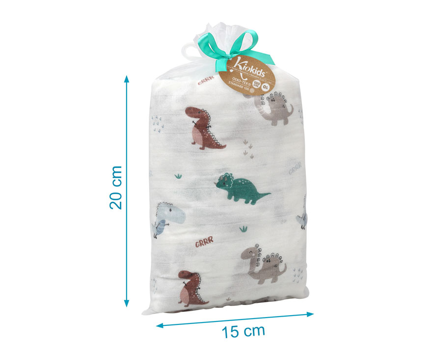 MUSELINA 120X120CM BAMBÚ DINOSAURIOS 5305 KIOKIDS