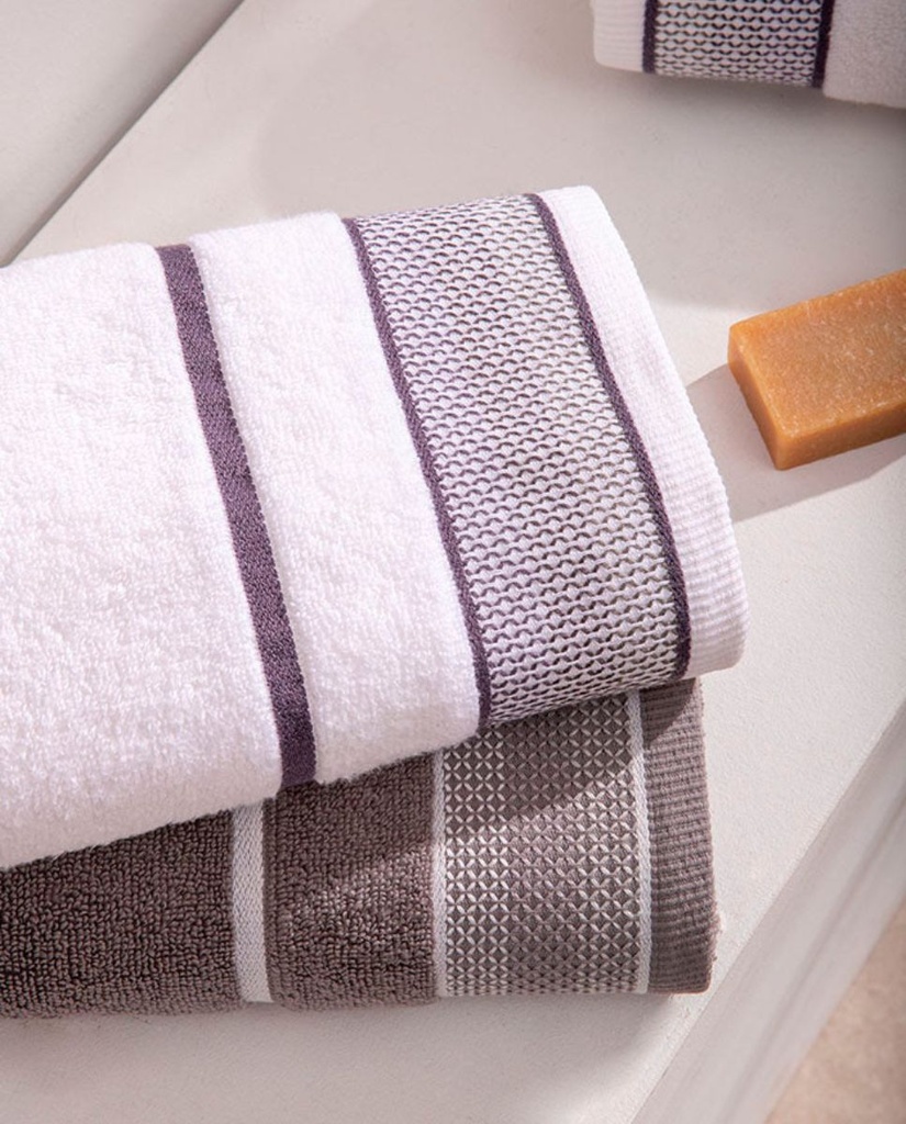 JUEGO DE TOALLAS JACQUARD ARET BLANCO DON ALGODÓN