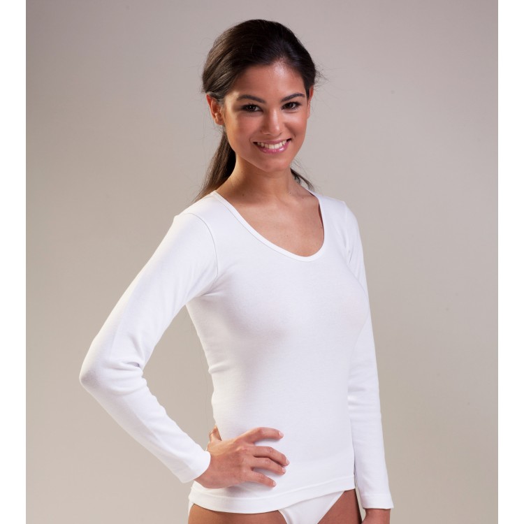 CAMISETA SEÑORA M/L CUELLO REDONDO 2209 BLANCO RAPIFE