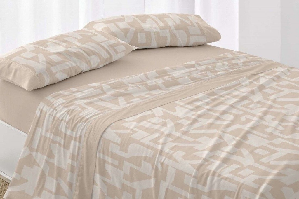 JUEGO DE SABANAS TELA 141 ARCILLA BURRITO BLANCO