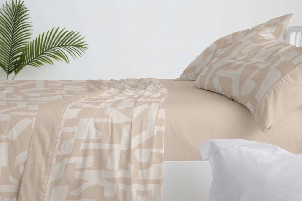 JUEGO DE SABANAS TELA 141 ARCILLA BURRITO BLANCO