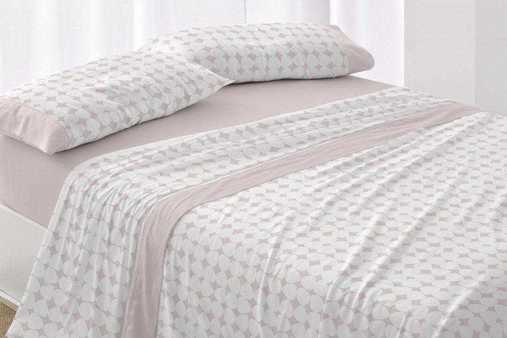 JUEGO DE SABANAS TELA 139 ROSA BURRITO BLANCO