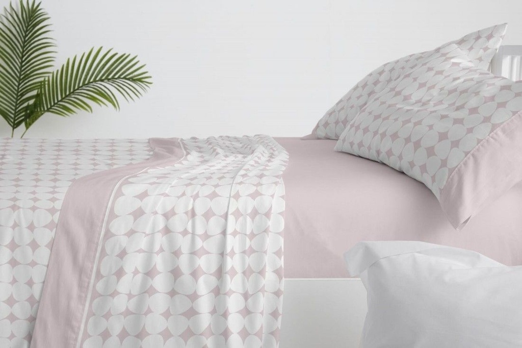 JUEGO DE SABANAS TELA 139 ROSA BURRITO BLANCO