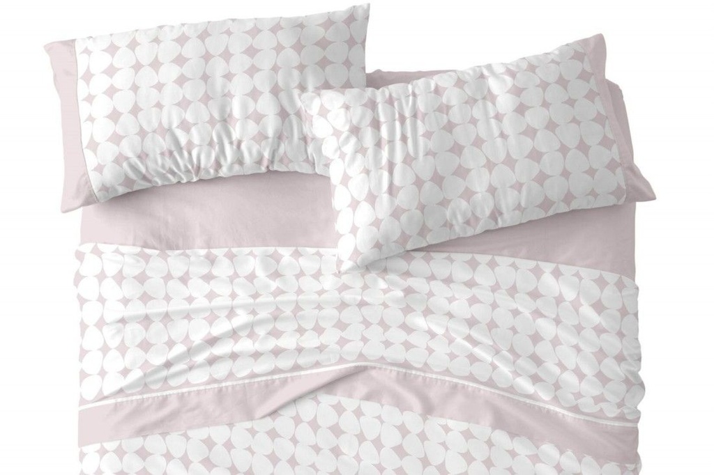 JUEGO DE SABANAS TELA 139 ROSA BURRITO BLANCO