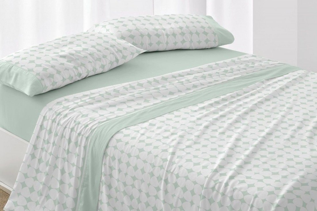 JUEGO DE SABANAS TELA 139 MENTA BURRITO BLANCO