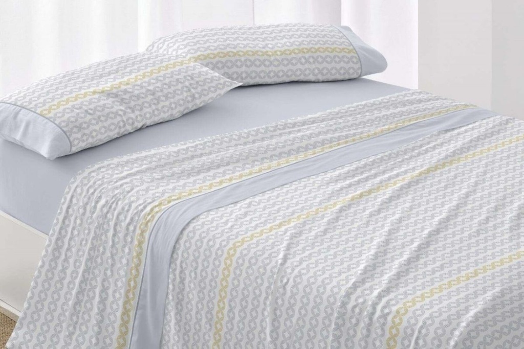 JUEGO DE SABANAS TELA 542 AZUL BURRITO BLANCO
