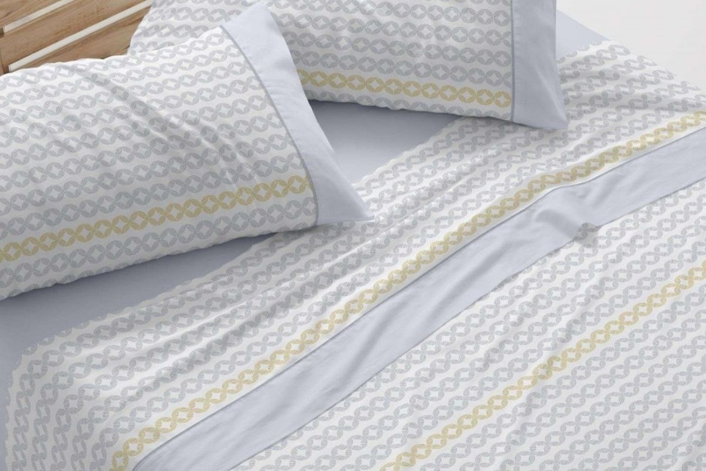 JUEGO DE SABANAS TELA 542 AZUL BURRITO BLANCO