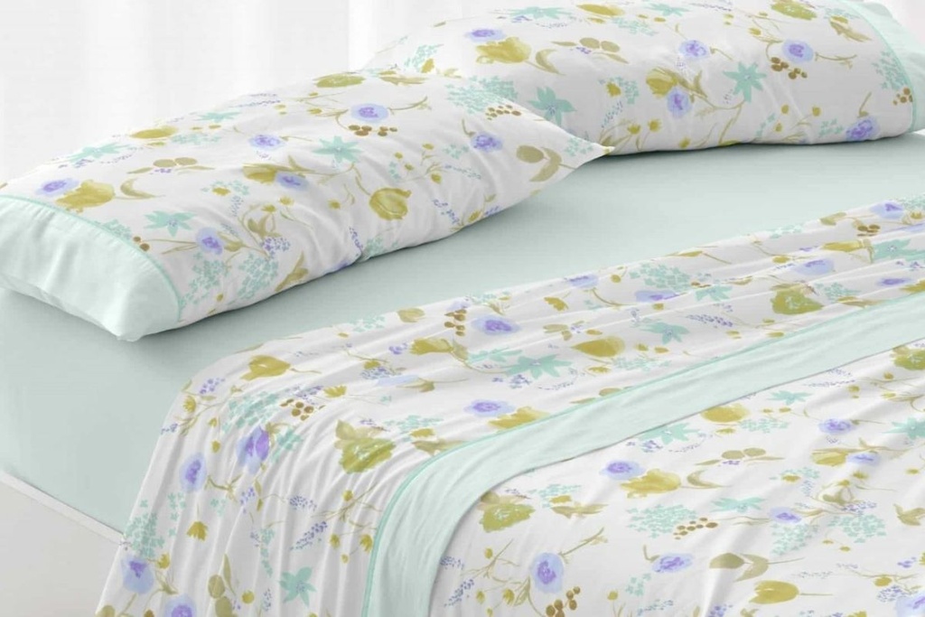 JUEGO DE SABANAS TELA 140 VERDE BURRITO BLANCO
