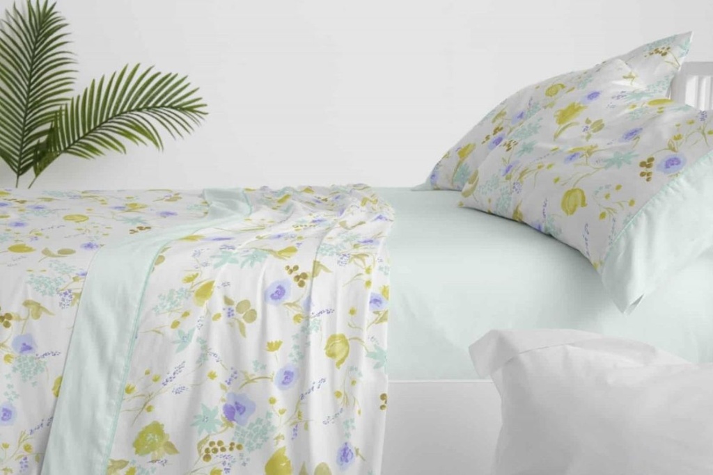 JUEGO DE SABANAS TELA 140 VERDE BURRITO BLANCO