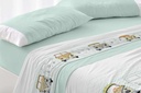 JUEGO DE SABANAS TELA 107 MENTA BURRITO BLANCO