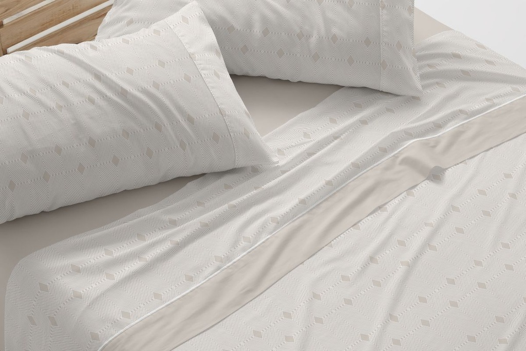JUEGO DE SABANAS TELA DORVEL 871 BEIGE BURRITO BLANCO