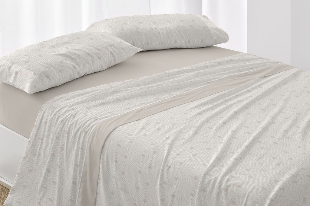 JUEGO DE SABANAS TELA DORVEL 871 BEIGE BURRITO BLANCO