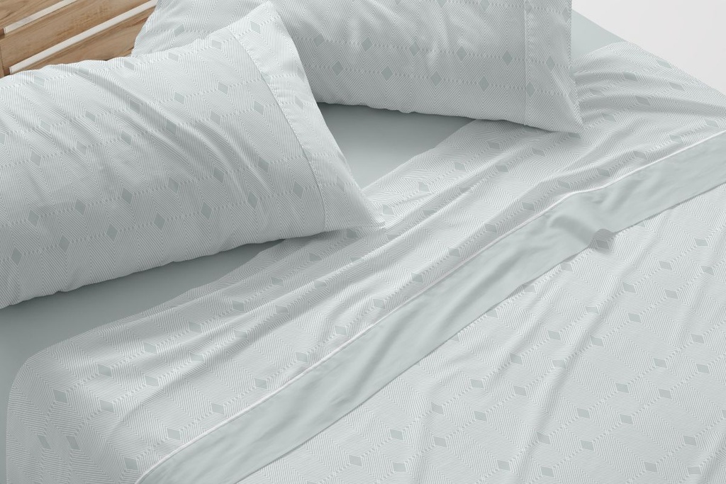 JUEGO DE SABANAS TELA DORVEL 871 TURQUESA BURRITO BLANCO