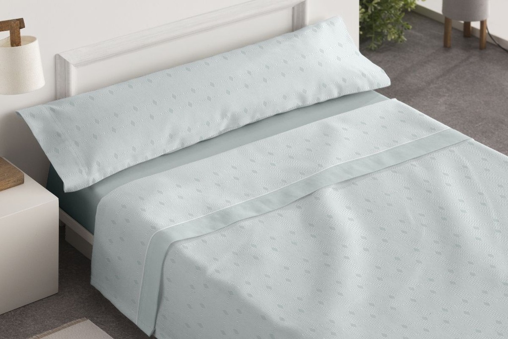 JUEGO DE SABANAS TELA DORVEL 871 TURQUESA BURRITO BLANCO