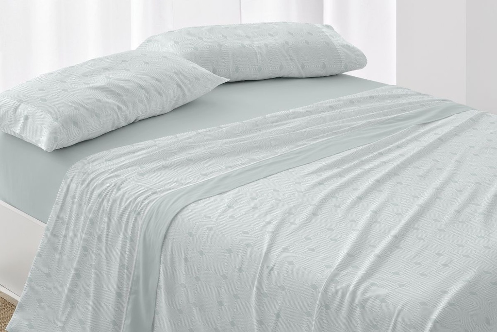 JUEGO DE SABANAS TELA DORVEL 871 TURQUESA BURRITO BLANCO