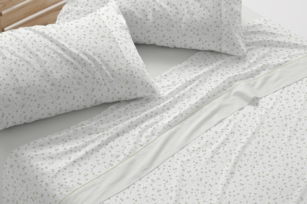 JUEGO DE SABANAS TELA DORVEL 869 VERDE BURRITO BLANCO