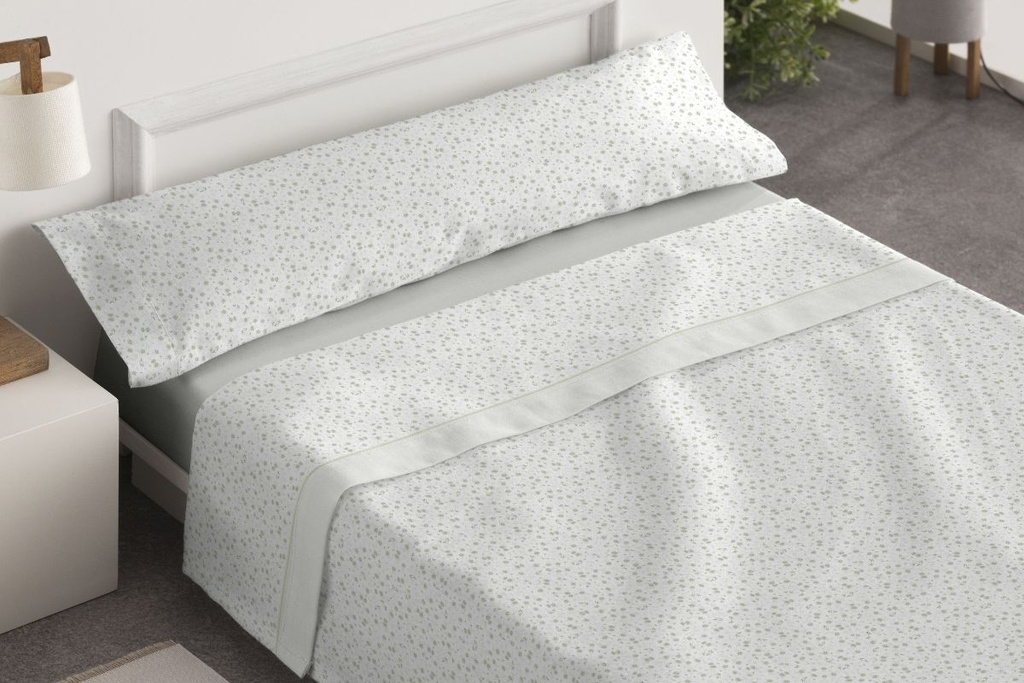 JUEGO DE SABANAS TELA DORVEL 869 VERDE BURRITO BLANCO