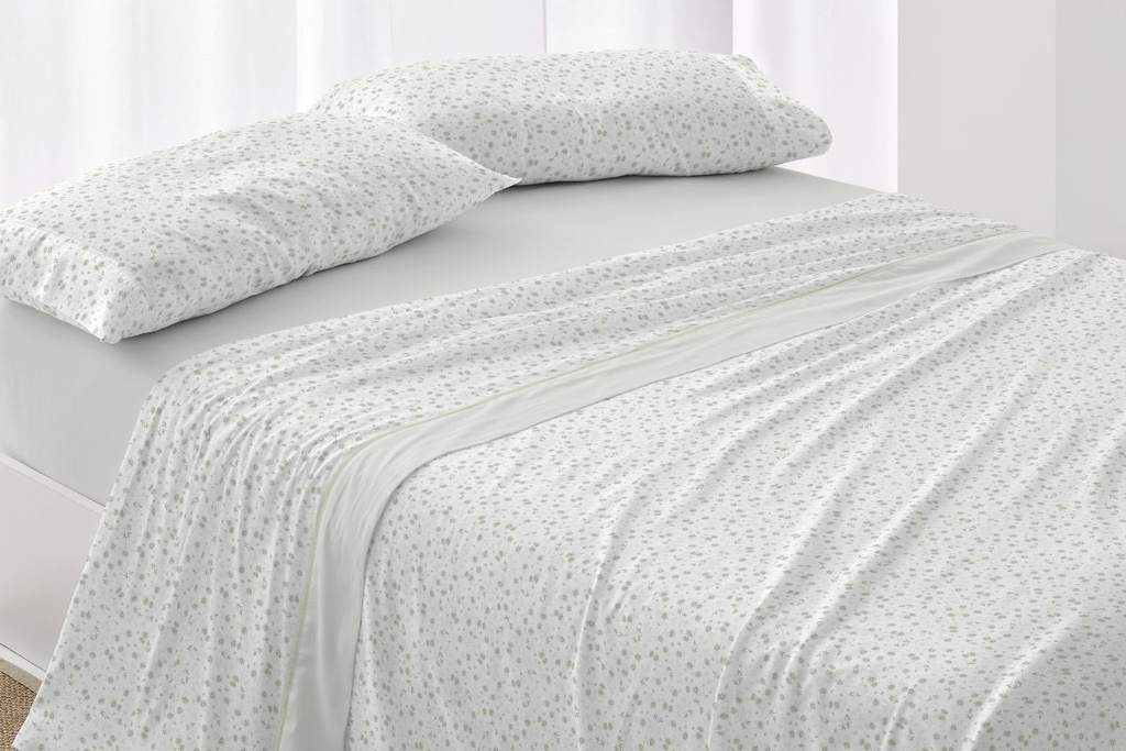 JUEGO DE SABANAS TELA DORVEL 869 VERDE BURRITO BLANCO