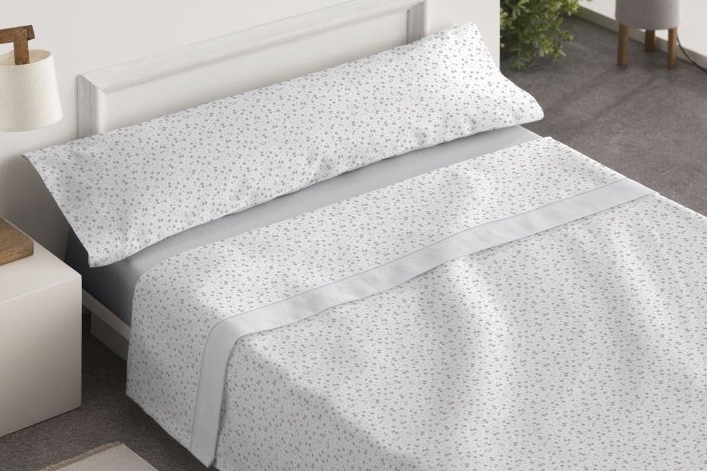 JUEGO DE SABANAS TELA DORVEL 869 GRIS BURRITO BLANCO