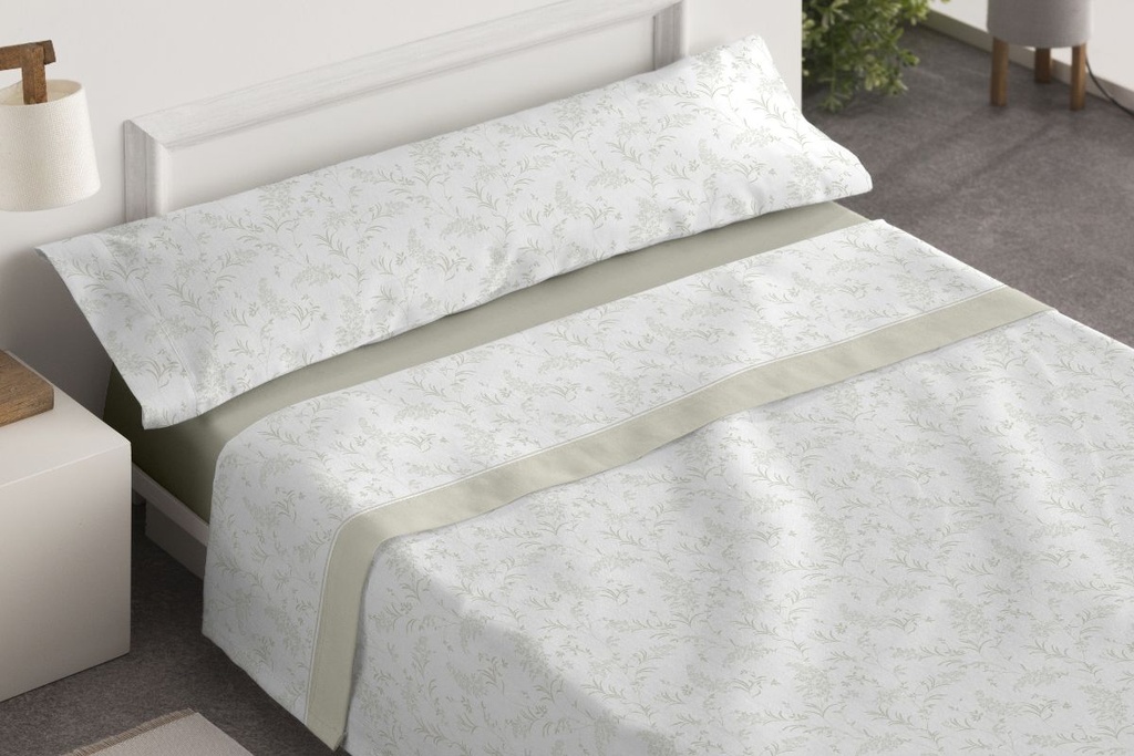 JUEGO DE SABANAS TELA DORVEL 870 VERDE BURRITO BLANCO