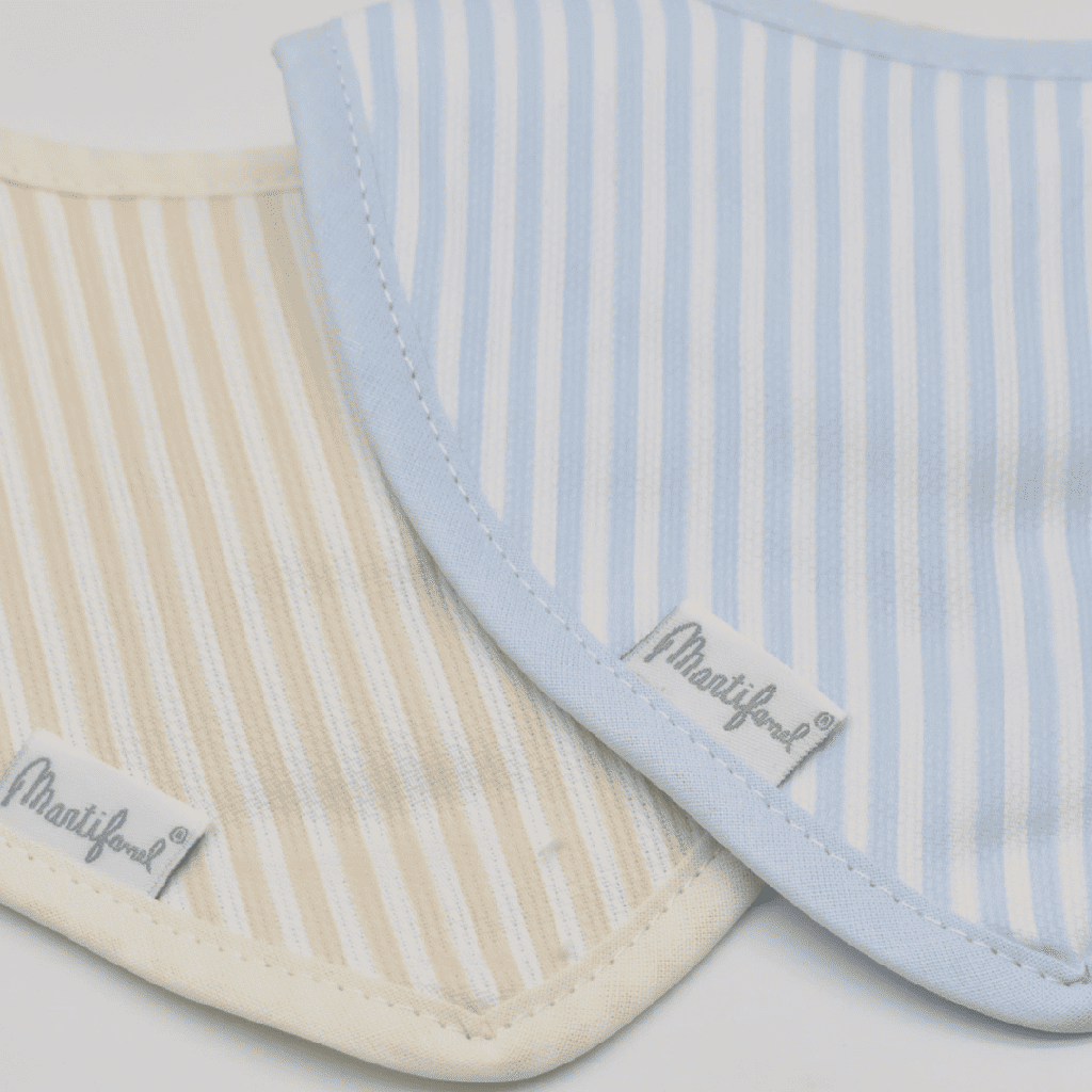 PACK 2 BABEROS BANDANA COWBOY RAYAS ANCHAS 32.3/2 AZUL-BEIGE MARTIFANEL