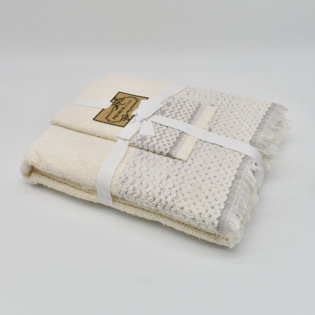 JUEGO DE TOALLAS 3 PIEZAS E6 BEIGE ACOFIL