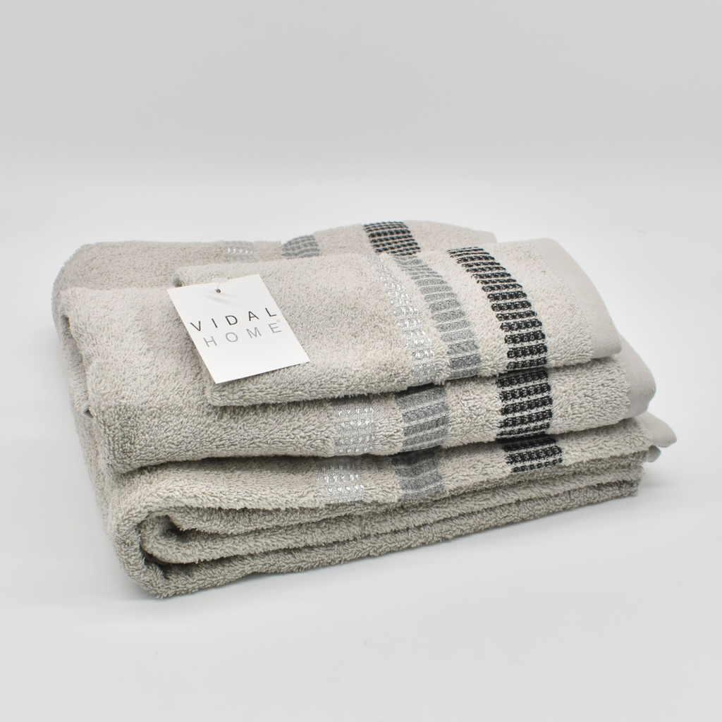 JUEGO DE TOALLAS 3PZ CHLOE GRIS VIDAL HOME