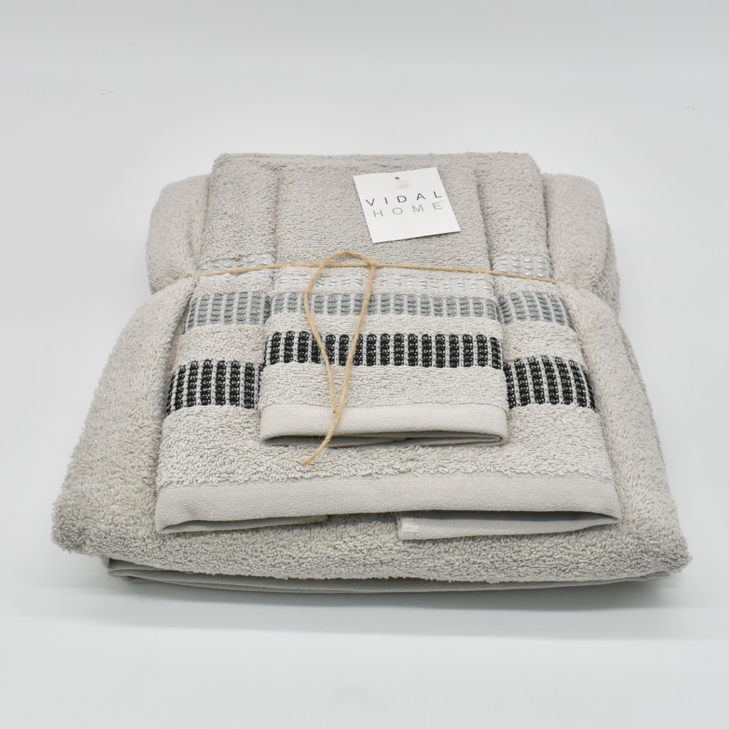 JUEGO DE TOALLAS 3PZ CHLOE GRIS VIDAL HOME