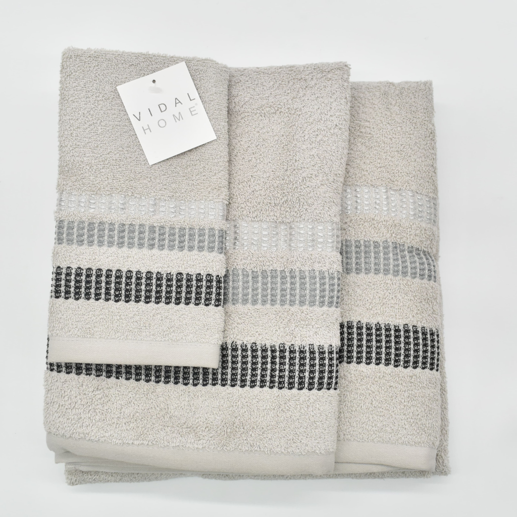 JUEGO DE TOALLAS 3PZ CHLOE GRIS VIDAL HOME