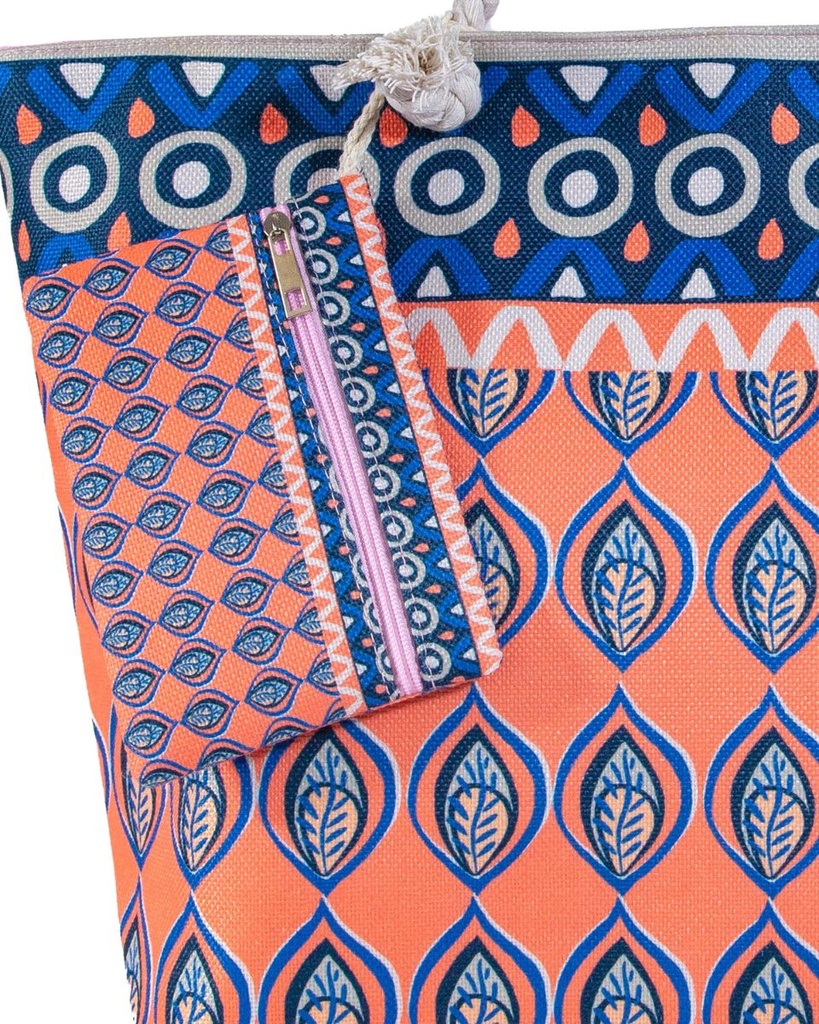 BOLSO ESTAMPADO DE PLAYA 40X60CM 06545 PLUMAS SUN&amp;SURF