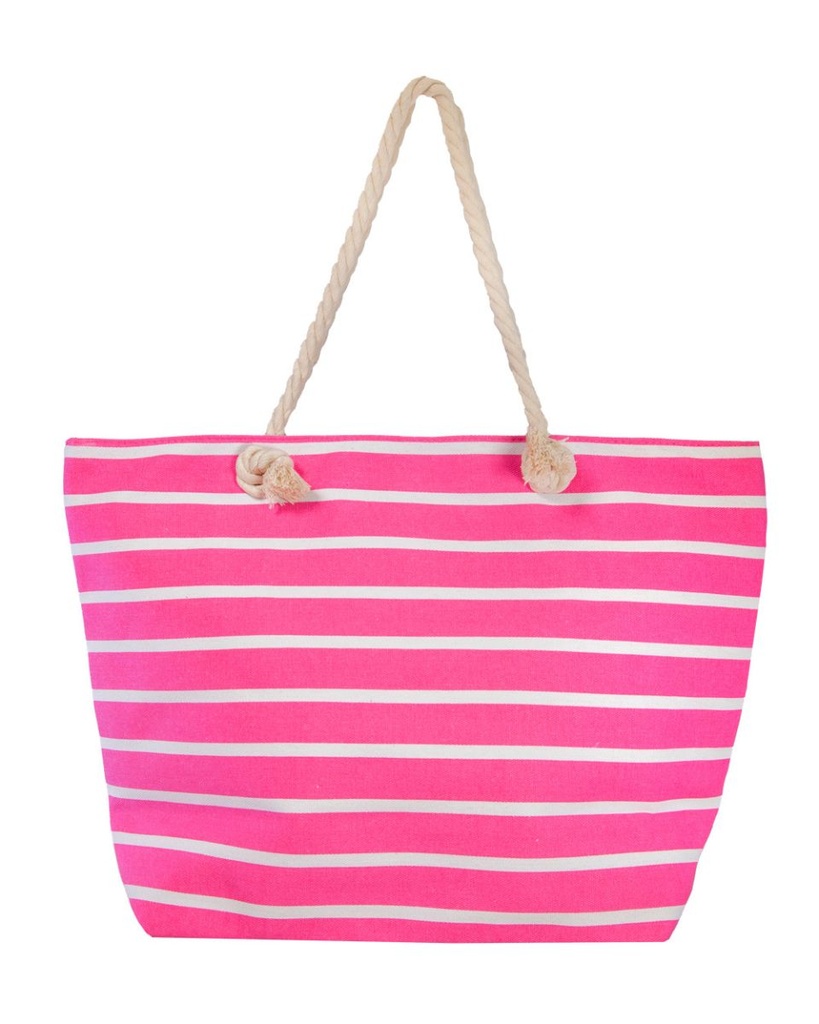 BOLSO ESTAMPADO DE PLAYA 40X60CM RAYAS FUXIA SUN&amp;SURF