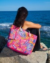 BOLSO ESTAMPADO DE PLAYA 40X60CM 06543 TORTUGA ROSA SUN&amp;SURF