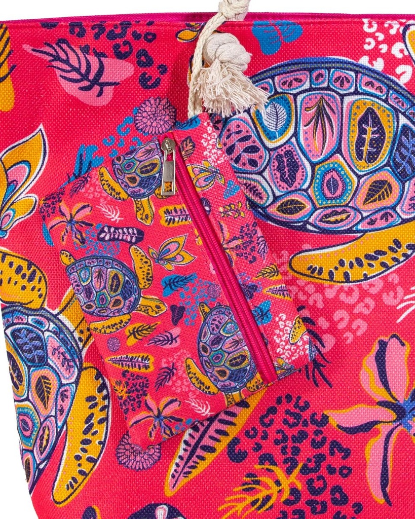 BOLSO ESTAMPADO DE PLAYA 40X60CM 06543 TORTUGA ROSA SUN&amp;SURF