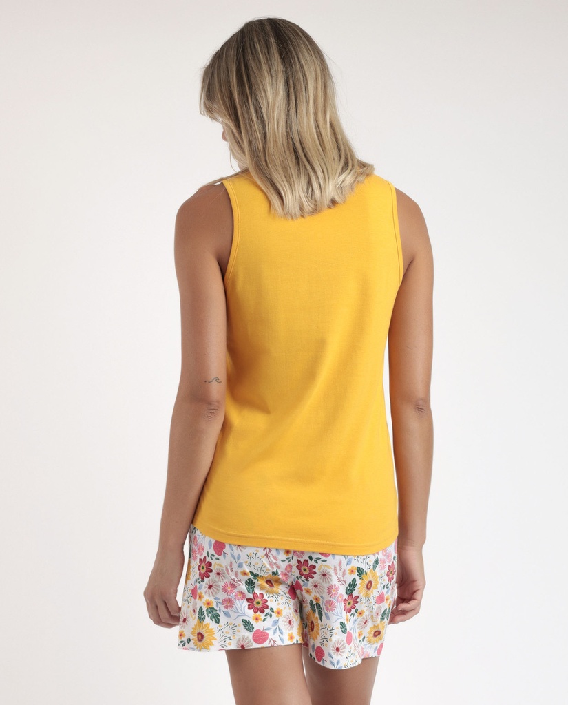 PIJAMA SIN MANGAS GOLD FLOWERS 63072 MOSTAZA ADMAS
