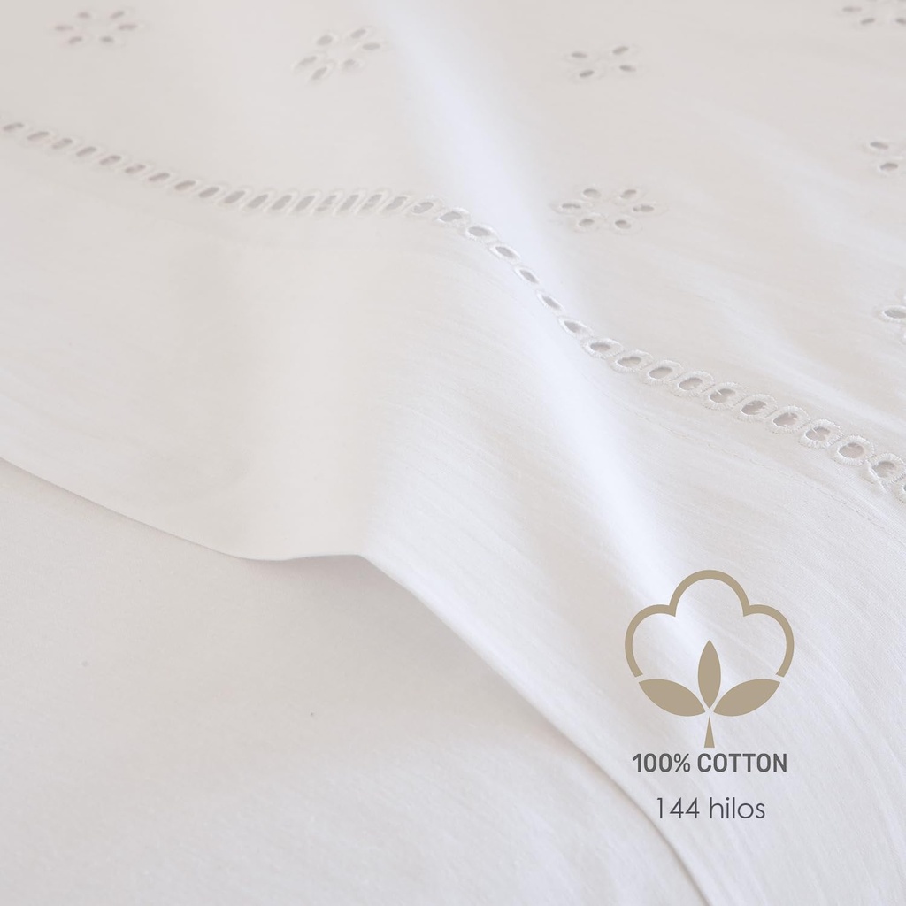 JUEGO DE SABANAS 100% ALGODÓN CAROLA BLANCO FUN&amp;DECO