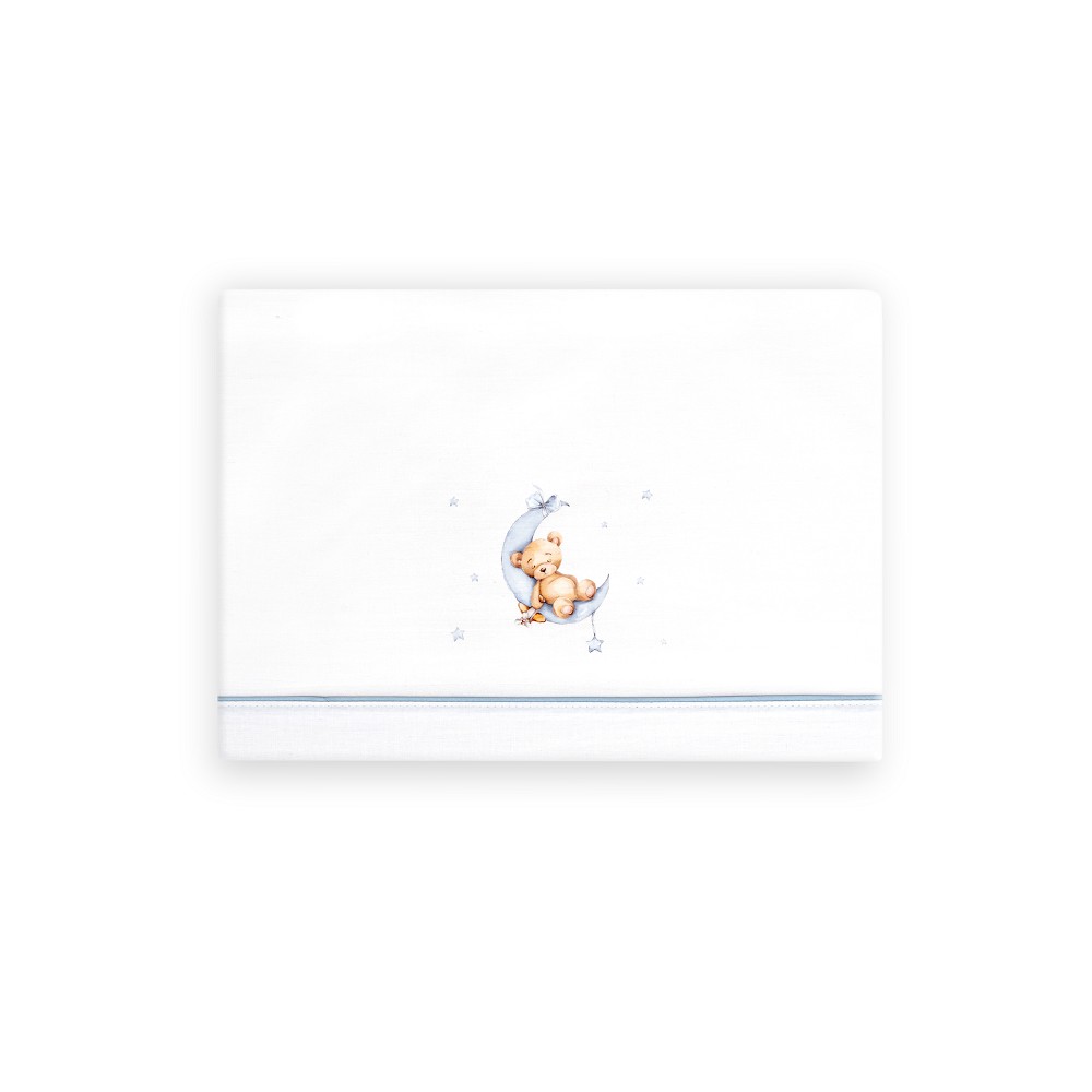 TRIPTICO CUNA ESTAMPADO OSO LUNA ESTRELLAS + CHUPETERO BLANCO-AZUL INTERBABY