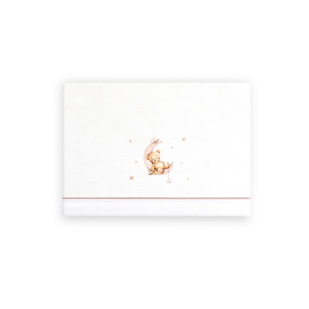 TRIPTICO CUNA ESTAMPADO OSO LUNA ESTRELLAS + CHUPETERO BLANCO-ROSA INTERBABY