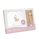 TRIPTICO CUNA ESTAMPADO OSO LUNA ESTRELLAS + CHUPETERO BLANCO-ROSA INTERBABY